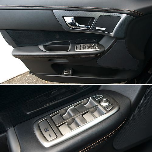 Двери обшиты отличной кожей и вдоволь напичканы динамиками Bowers&Wilkins, которых всего в салоне насчитывается 13 штук плюс сабвуфер.  А в блоке управления зеркалами угадываются элементы седана Volvo S60 — унификация