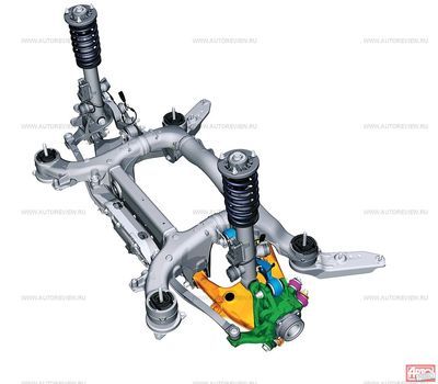 Задняя пятирычажная «V-подвеска» — тоже «семерочная», а за доплату точно так же предлагаются и Integral Active Steering с передним расположением рулевых тяг, и амортизаторы Sachs с раздельной регулировкой сопротивления на сжатие и отбой