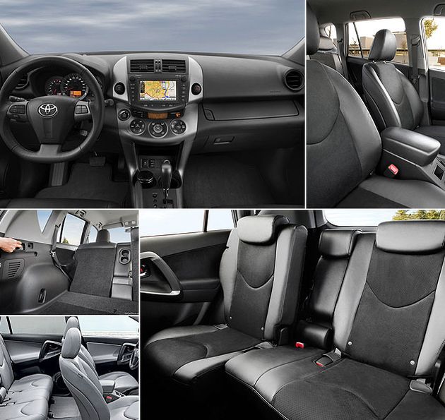 Кроме креативной центральной консоли интерьер Toyota RAV4 радует просторным салоном-трансформером и вместительным багажником – японцы эффективно используют все 2560 миллиметров колесной базы кроссовера.  К тому же, у заднего дивана двигаются в продольном направлении две раздельные подушки, а также меняется наклон спинок. В багажнике кроме основного грузового пространства есть еще и вместительное "подполье" с удобным органайзером