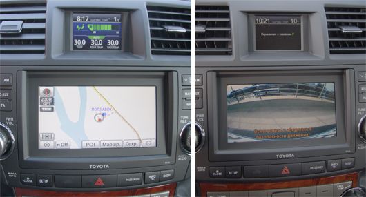 Навигационная система с картами Навител хорошо ориентируется в крупных городах России и на основных федеральных трассах, но второстепенных дорог пока не знает. На этот же семидюймовый дисплей транслируется изображение с камеры заднего вида — к сожалению, без подсказок в виде разметки. Расположенный выше экран диагональю 3,5 дюйма отдан на откуп климат-контролю и бортовому компьютеру, а в базовой комплектации Престиж (без навигатора) его использует и камера заднего вида
