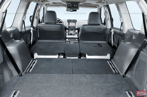 К перевозке грузов новый Prado адаптирован великолепно. А сиденья третьего ряда, снабженные электроприводами, убираются под пол багажного отсека 