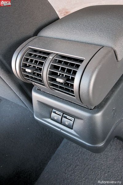 Для задних седоков сделаны дополнительные дефлекторы обдува в торце бокса-подлокотника и даже кнопки обогрева дивана